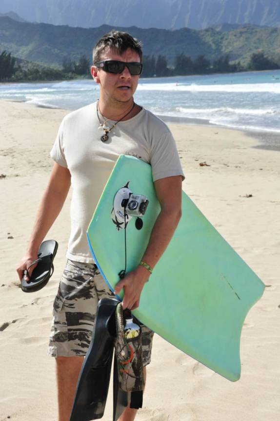 Reencontro com o Sidney, em Hanaley Bay, na costa norte de Kauai, no Havaí